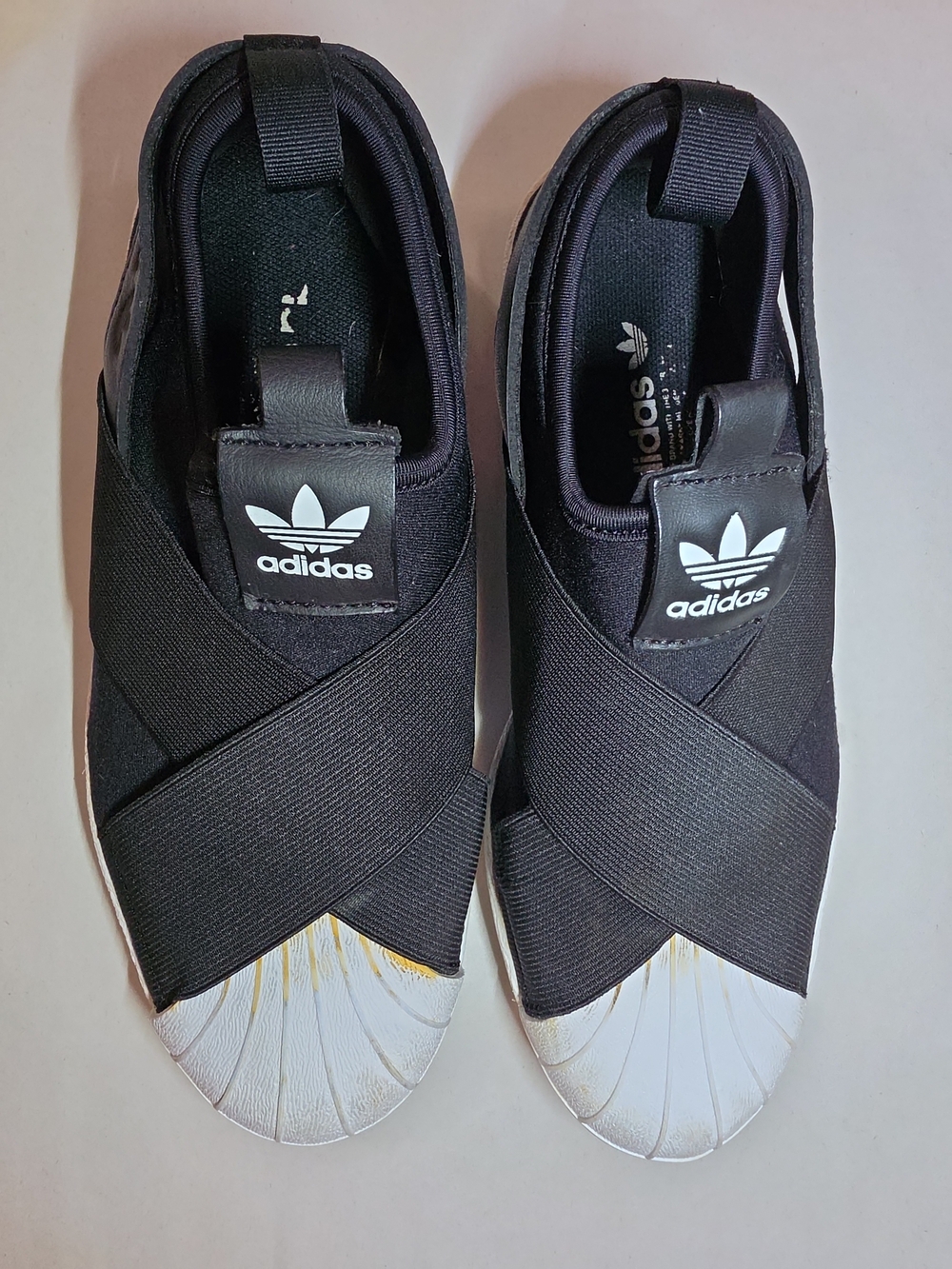 Adidas Superstar Slip-On Black White Mesh Shell Toe Sneakers BY2884 Womens 6